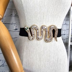 Aldo Black Gold Embellished Elasticated Adjustable Belt One Size - NWT